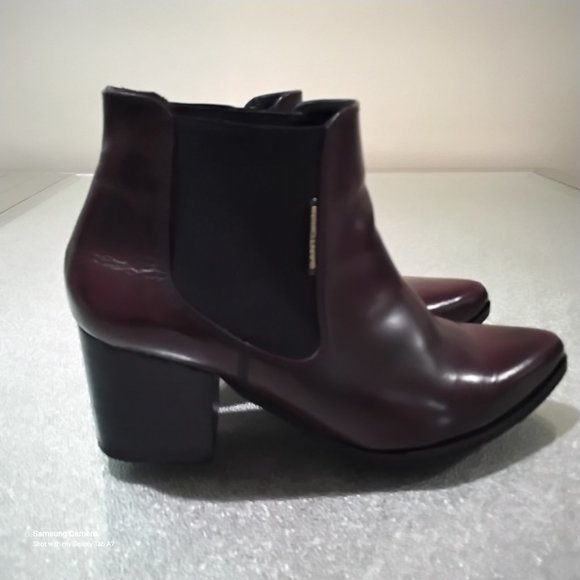 Santorini Brown Ankle Boots 3" Heels, Elastic Pull-on New Shelf Pulls US 5 - Picture 3 of 6